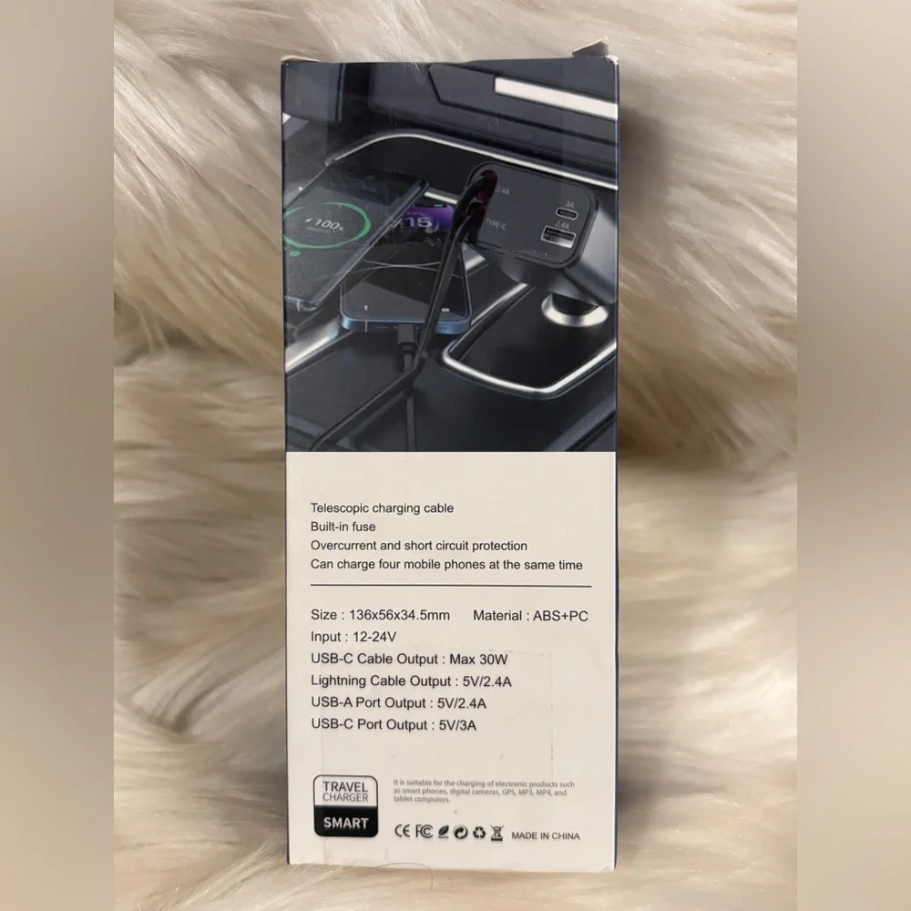 Super Car Charger, 120W 4 in 1 Super Fast Charge Car Phone Charger 2 Ports